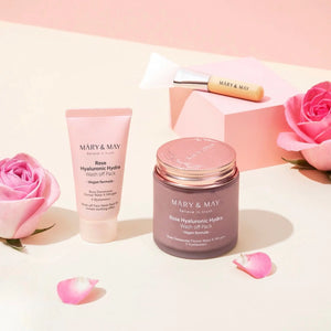 [Mary&May] Vegan Hyaluronic Hydra wash off Mask Special Gift Set (Rose Hyaluronic Hydra Wash off Pack 125g 1EA+Hyaluronic Hydra Wash off Pack 30g 1EA+ Washoff Spachulla 1EA) WanderShop