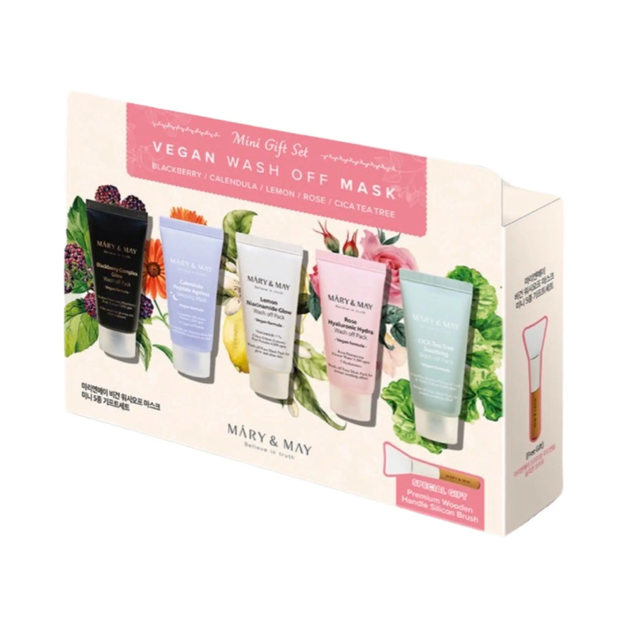 [Mary&May] Vegan Wash off MasK MINI Gift Set (TeaTree Soothing Wash off Pack 30g 1EA+Rose Hyaluronic Hydra Wash off Pack 30g 1EA+Lemon Niacinamide Glow Wash off Pack 30g 1EA+Blackberry Complex Glow Wash off Pac WanderShop